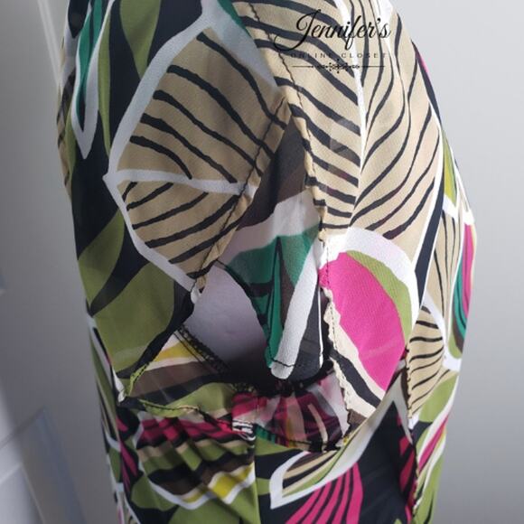 3/$25 Worthington Women's Floral Scoop Neck Cap Sleeve Blouse Size Large - Picture 6 of 12